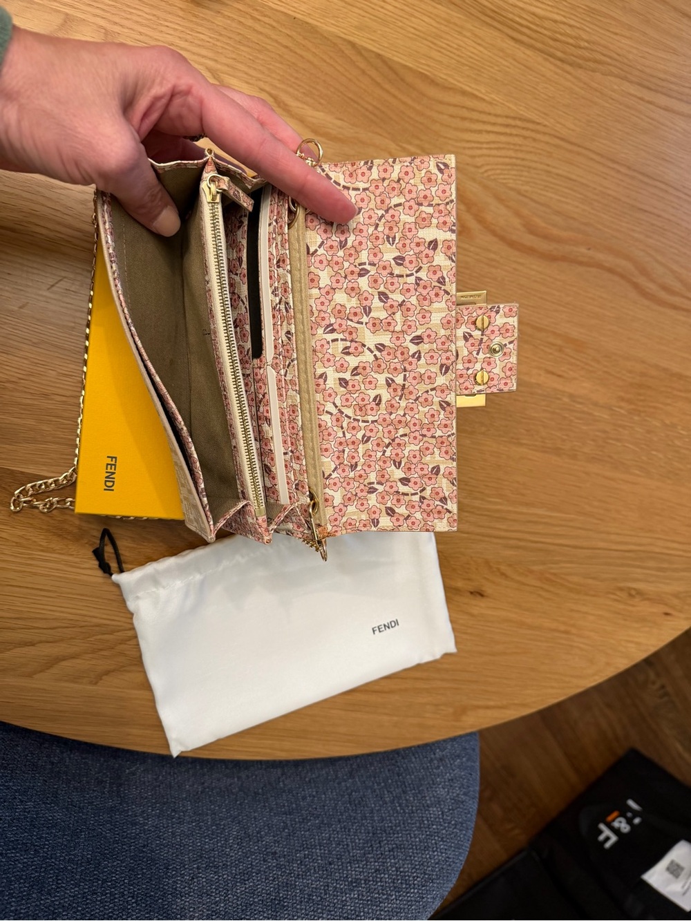 Fendi Beige FF Logo Continental Wallet with Gold Buckle Accent - Picture 13 of 15